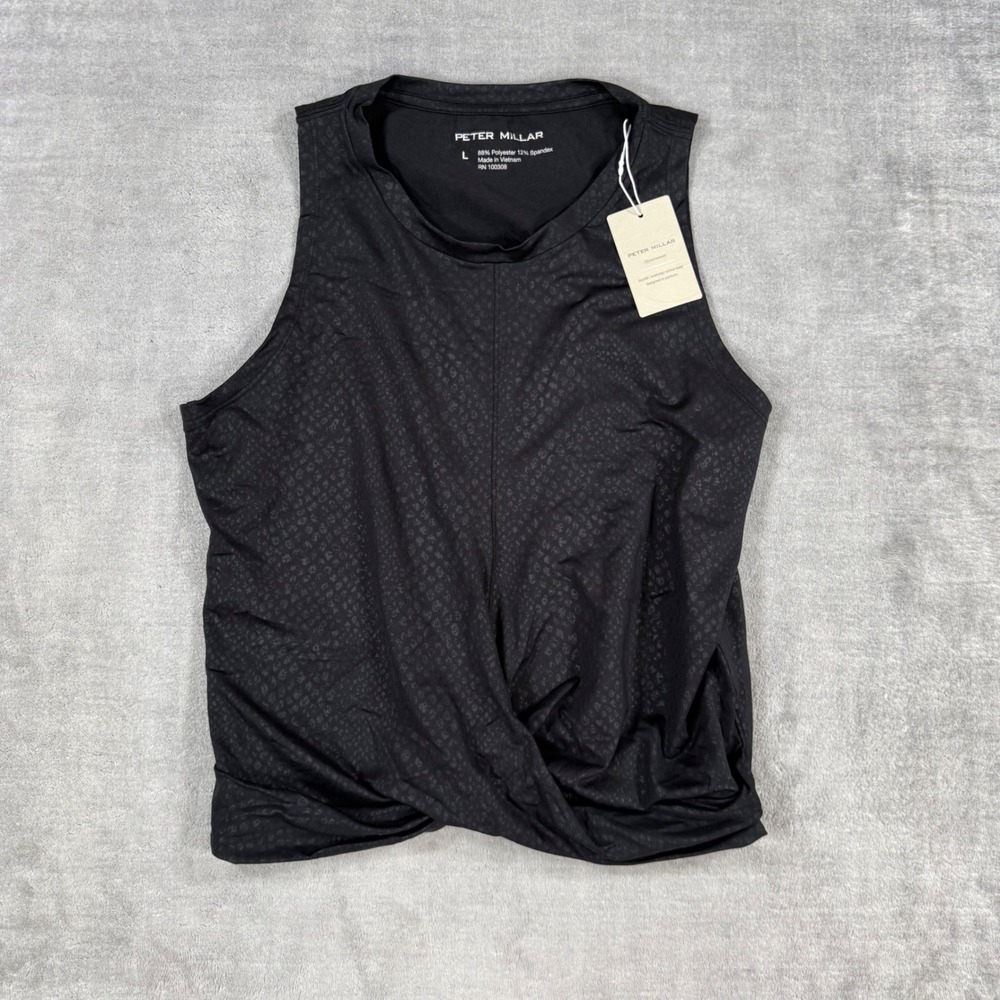Peter Millar Shirt Womens Large Black Snakeskin Print Twist Front Tank Top NWT